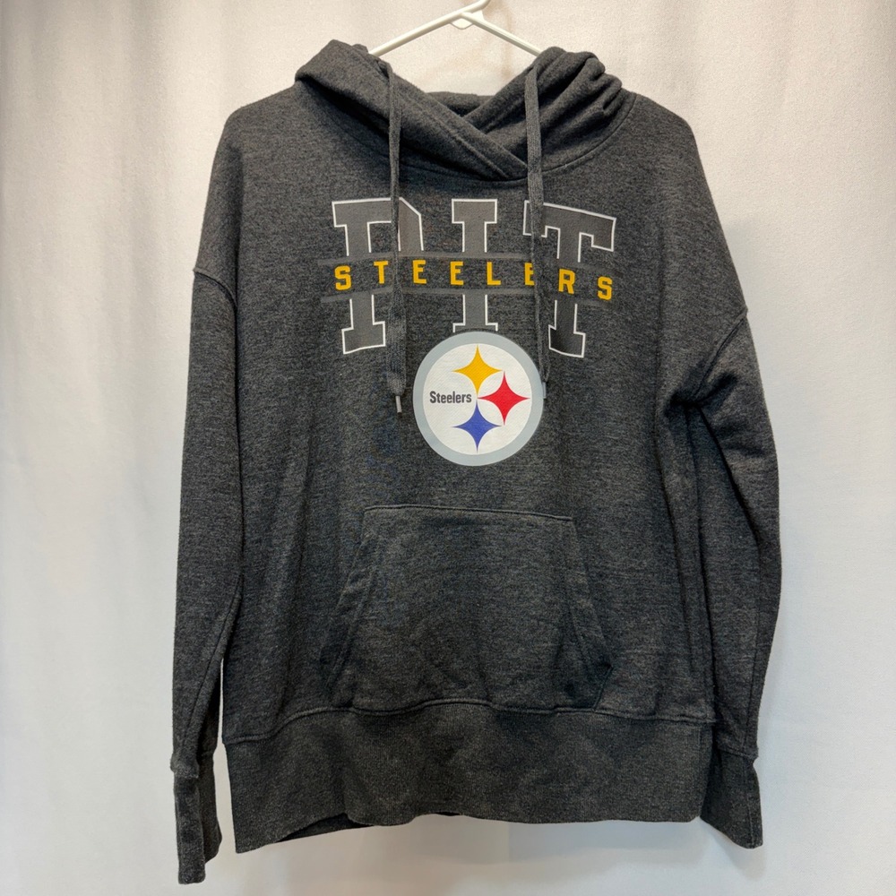 Pittsburgh Steelers NFL Team Apparel Hoodie Medium Gray Long Sleeve Sporty Fan